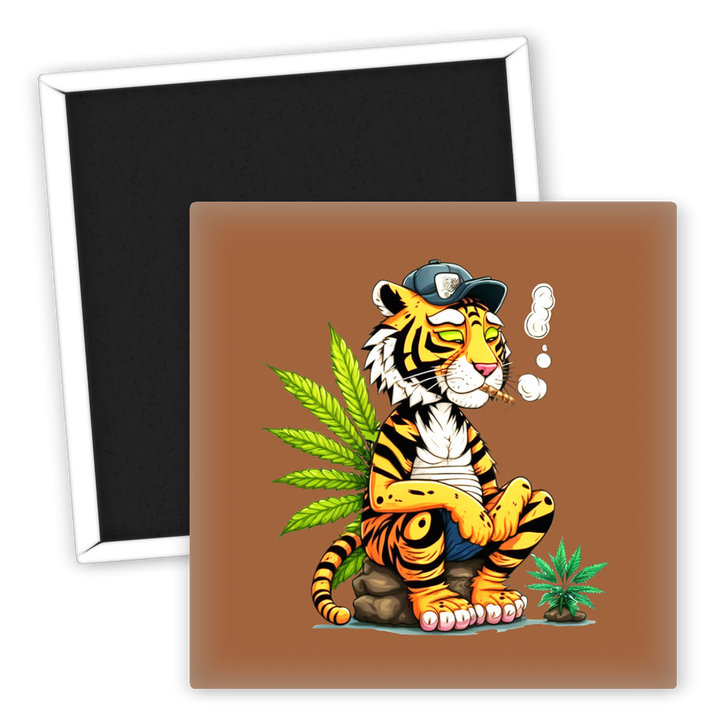 Zum Produkt Kreativer Kühlschrankmagnet Tiger mit Weed Motiv  Design
