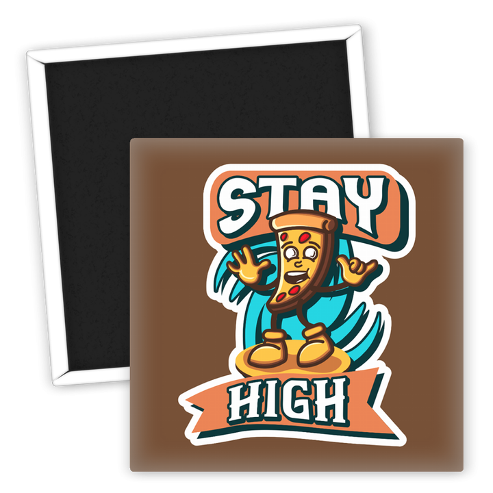 Zum Produkt Kühlschrankmagnet Stay High Pizza Weed Motiv 50er Jahre Style