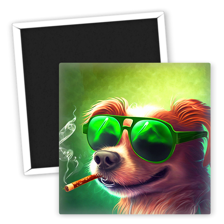 Zum Produkt Kühlschrankmagnet mit coolen Hund und Weed Motiv