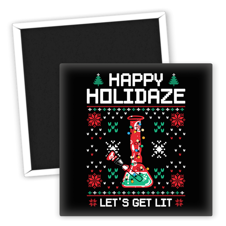 Zum Produkt Kühlschrankmagnet Weed Happy Holidaze Let's Get Lit Design