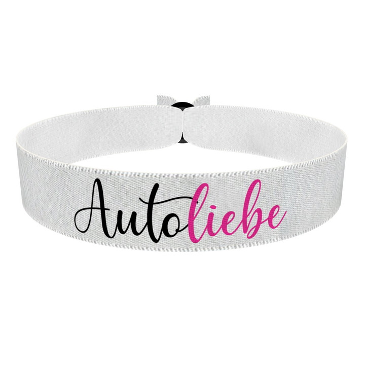 Zum Produkt Autoliebe pink/weiß Stoffarmband
