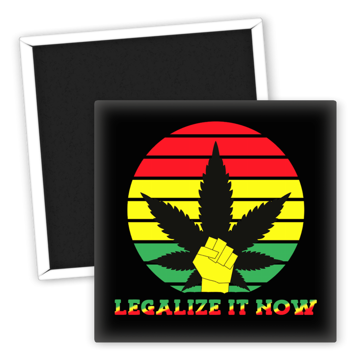 Zum Produkt Kühlschrankmagnet Legalize It Now mit Hanfmotiv in bunten Farben