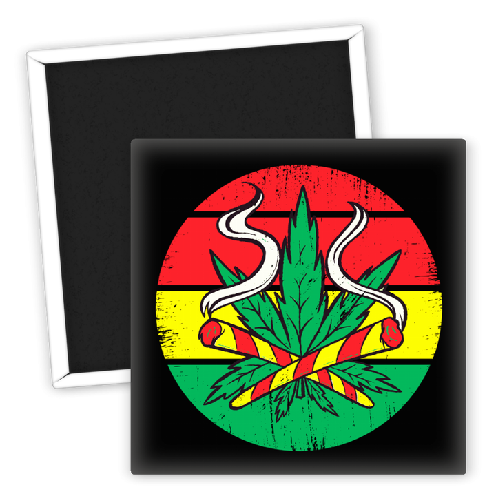 Zum Produkt Kühlschrankmagnet Weed Motiv mit Farben der Rastafari Kultur