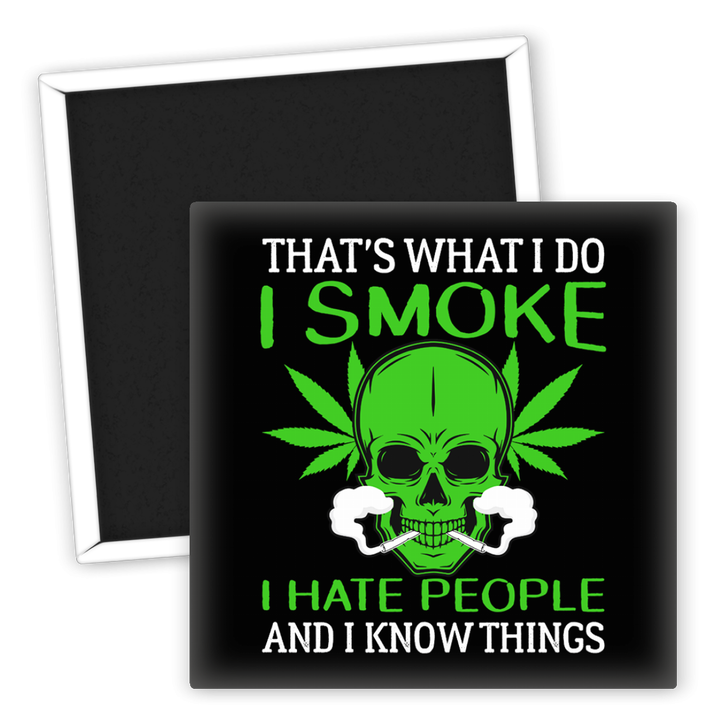 Zum Produkt Kühlschrankmagnet I Smoke I Hate People Weed Motiv