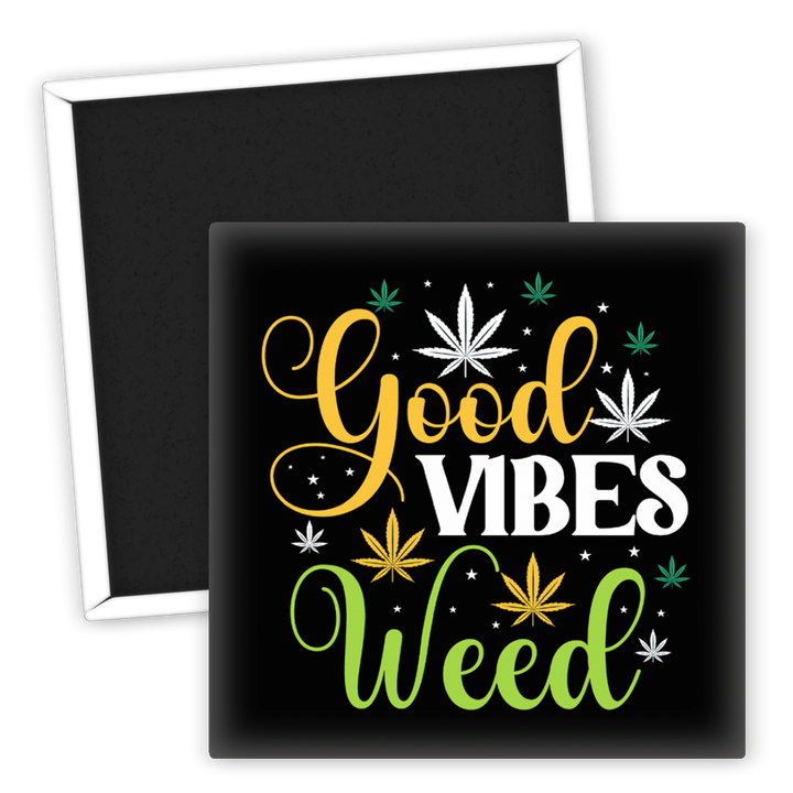 Zum Produkt Kühlschrankmagnet Good Vibes Weed mit Hanf-Motiv