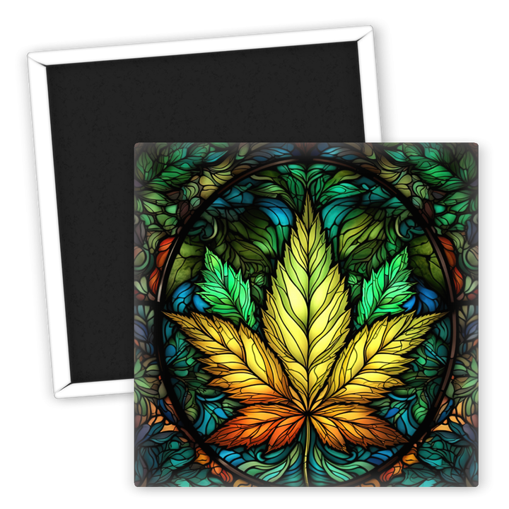 Zum Produkt Kreativer Kühlschrankmagnet mit buntem Cannabisblatt Motiv