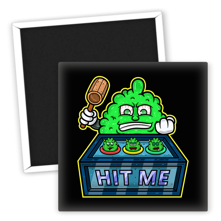 Zum Produkt Kühlschrankmagnet Weed Hit Me lustiges Design mit grünem Monster