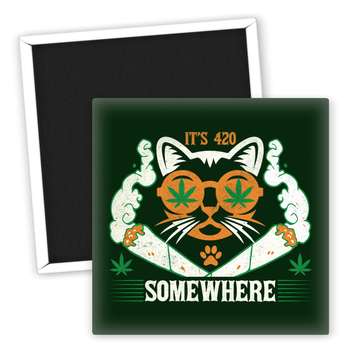 Zum Produkt Kühlschrankmagnet Katzenmotiv It's 420 für Weed-Liebhaber