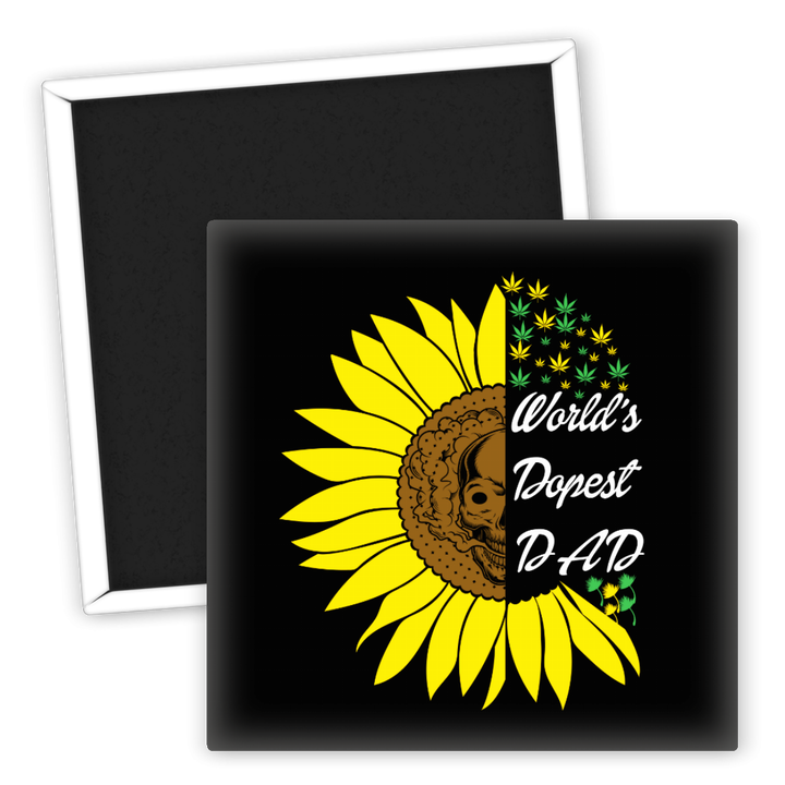 Zum Produkt Kühlschrankmagnet Weed sunflower skull Dope Dad Geschenk