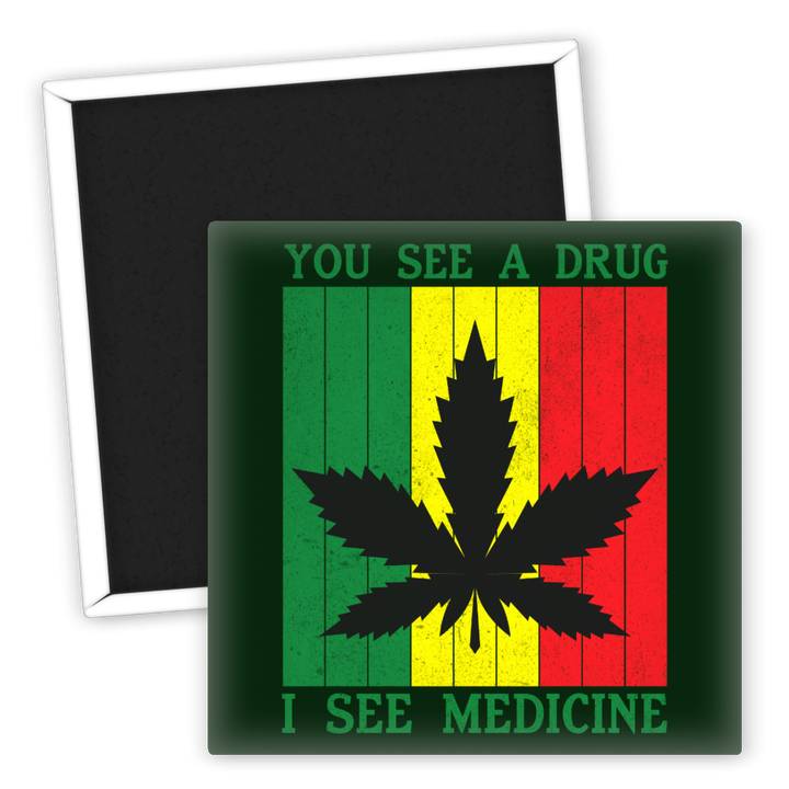 Zum Produkt Kühlschrankmagnet Weed Medizin Motiv Rasta Stil