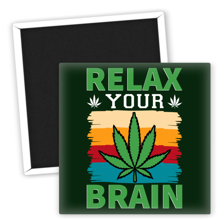Zum Produkt Kühlschrankmagnet Relax Your Brain Weed Motiv Grün