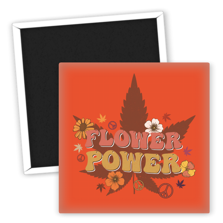 Zum Produkt Kühlschrankmagnet Flower Power mit Hanfblatt-Motiv