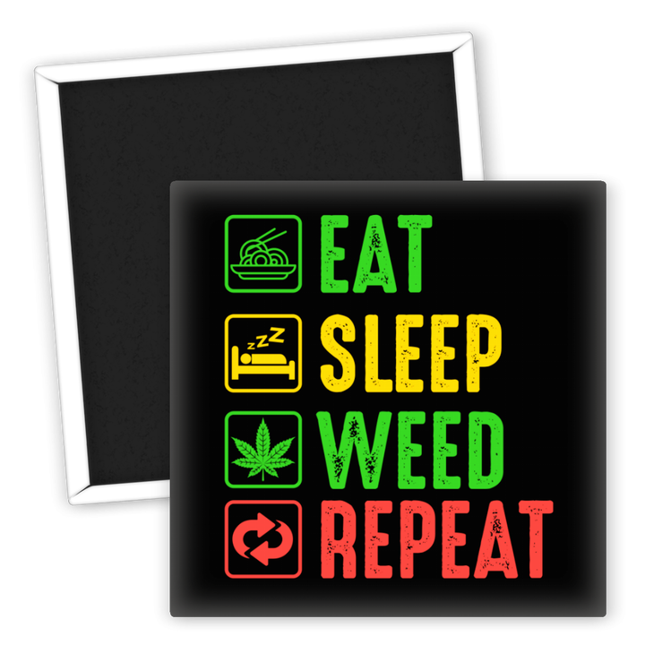 Zum Produkt Kühlschrankmagnet Eat Sleep Weed Repeat für Weed-Liebhaber