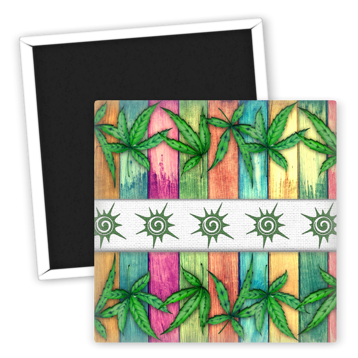 Zum Produkt Kühlschrankmagnet mit buntem Hanfblatt Design 30x20cm