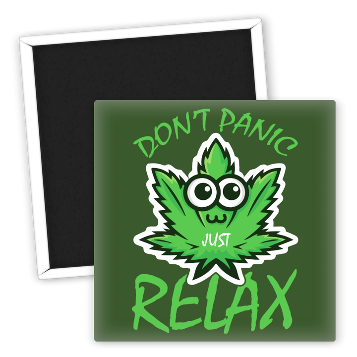 Zum Produkt Kühlschrankmagnet Weed Don't Panic Just Relax grün funny