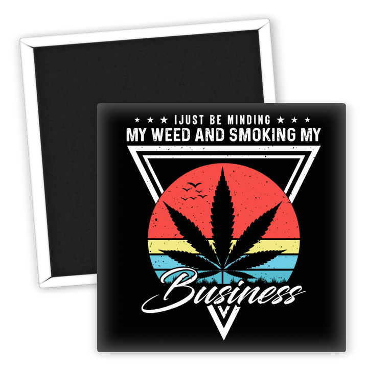 Zum Produkt Kühlschrankmagnet Weed Motiv Minding My Business Retro Style