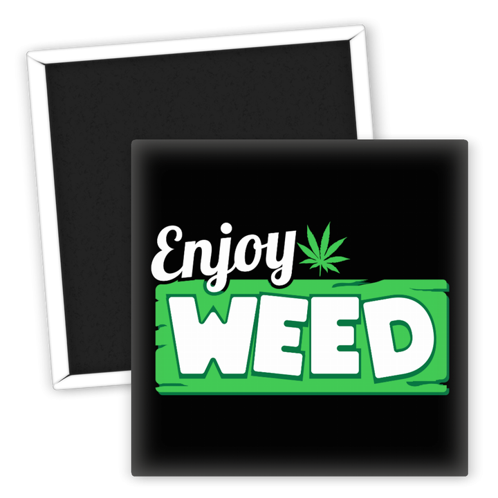 Zum Produkt Kühlschrankmagnet Enjoy Weed mit Cannabis Motiv kreativ gestalten