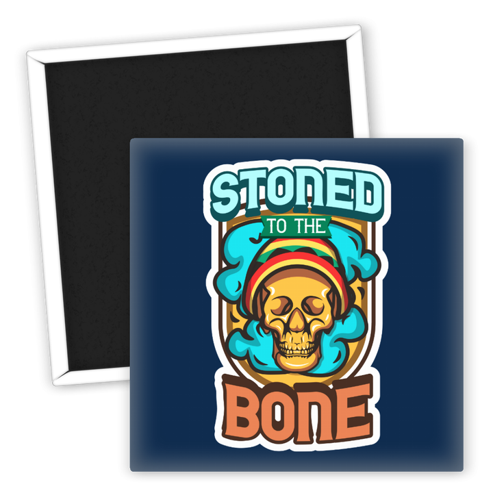 Zum Produkt Kühlschrankmagnet Stoned to the Bone mit Totenkopf Motiv