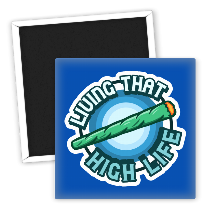Zum Produkt Kühlschrankmagnet Living That High Life mit Weed Motiv