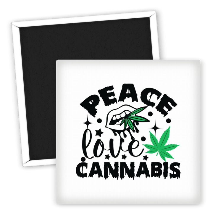Zum Produkt Kühlschrankmagnet Peace Love Cannabis Retro Motiv 60er Jahre