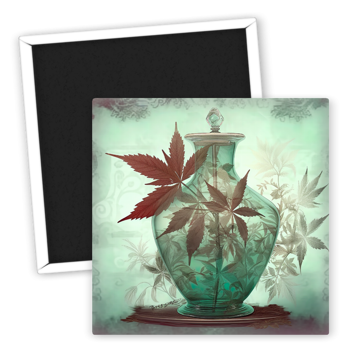 Zum Produkt Kreativer Kühlschrankmagnet mit Weed Motiv und Glasvase
