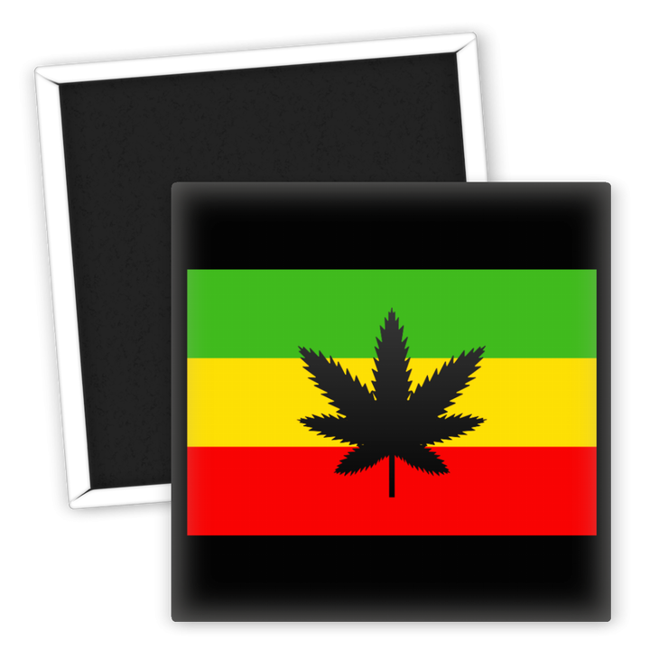 Zum Produkt Kühlschrankmagnet Weed Rastafari Flagge mit Hanfblatt