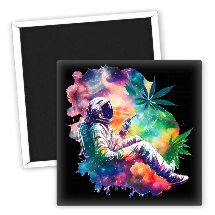 Zum Produkt Astronaut mit Weed Motiv Kühlschrankmagnet farbenfroh