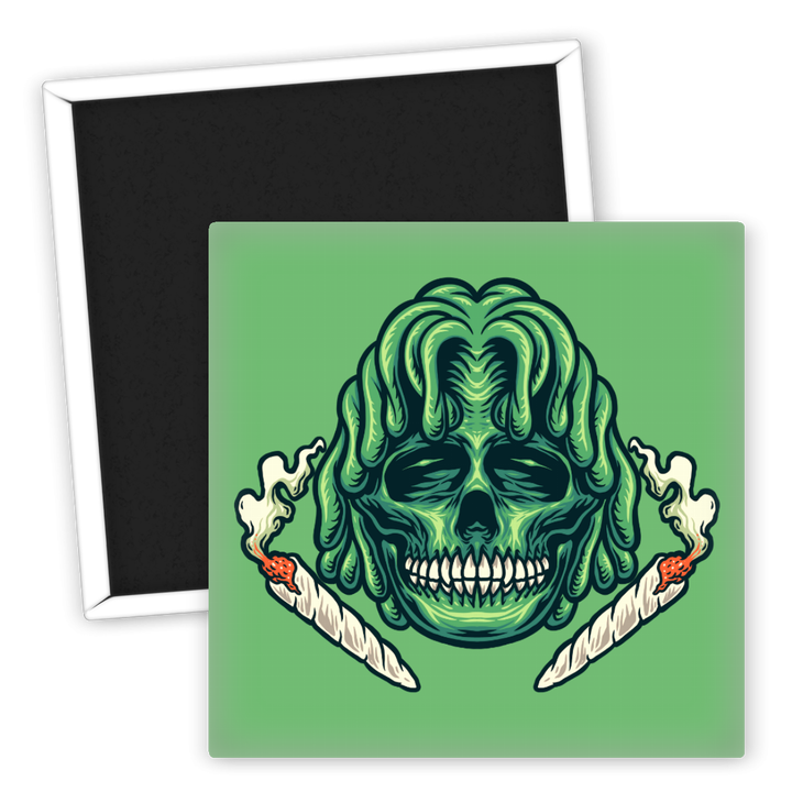 Zum Produkt Kühlschrankmagnet Skull Weed Design mit Rauch und Joint