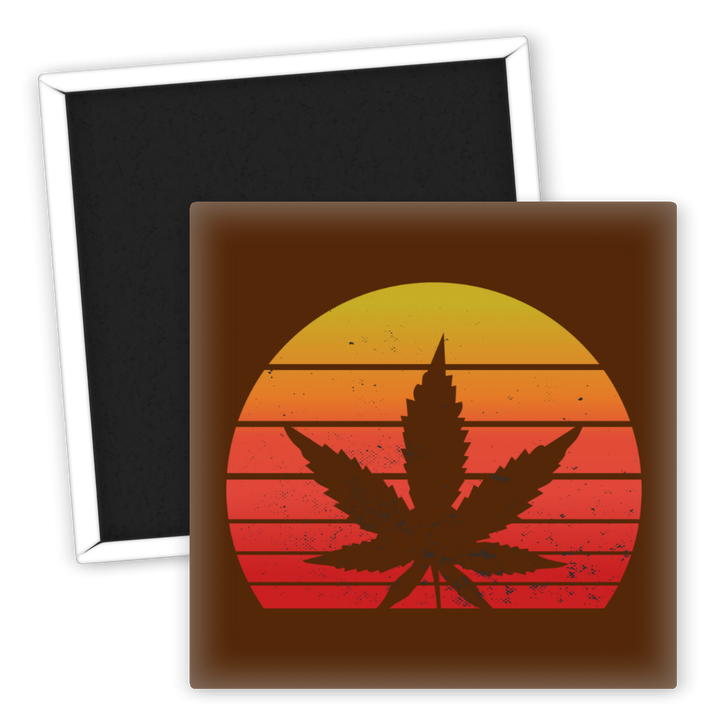 Zum Produkt Kühlschrankmagnet Weed Blatt mit Sonnenuntergang Motiv
