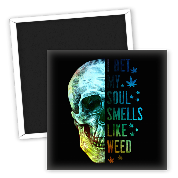 Zum Produkt Kühlschrankmagnet Soul Smells Like Weed Totenkopf Design