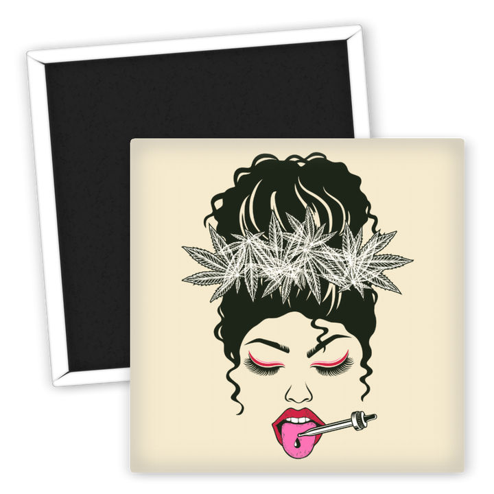 Zum Produkt Kühlschrankmagnet Weed Prinzessin mit Hanfblatt Design