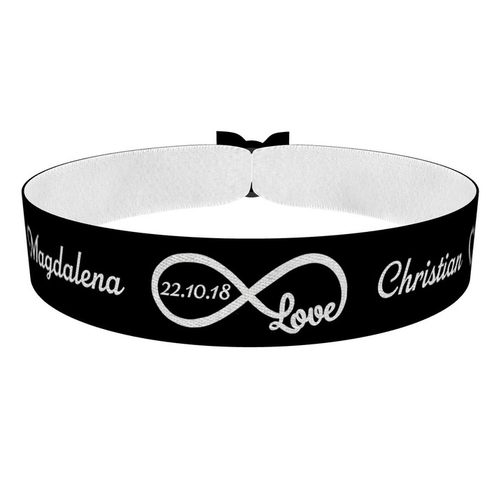 Zum Produkt infinite Love mit Datum Stoffarmband