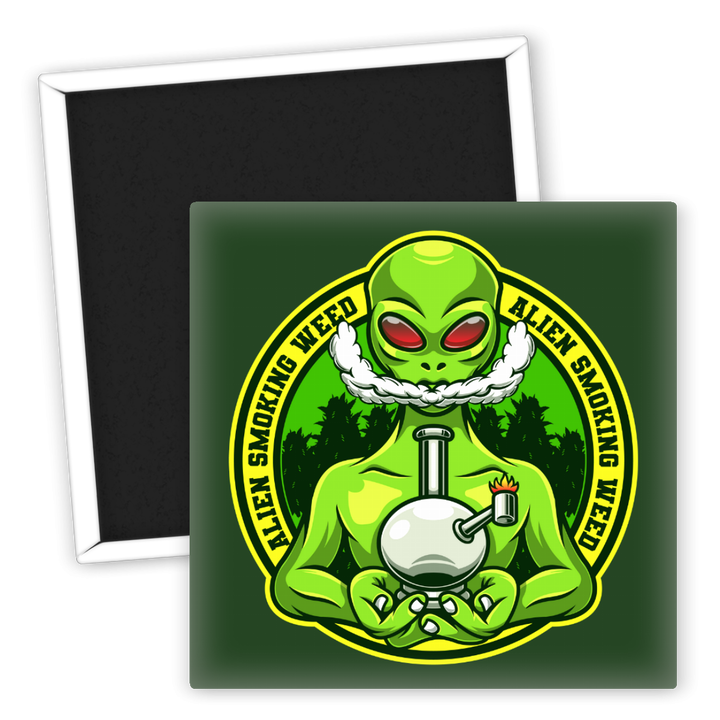 Zum Produkt Alien Weed Kühlschrankmagnet mit rauchendem Alien Design