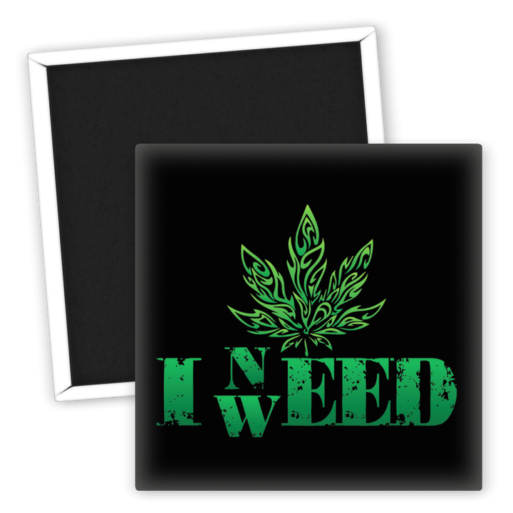 Zum Produkt Kühlschrankmagnet I Need Weed mit grünem Blattmotiv