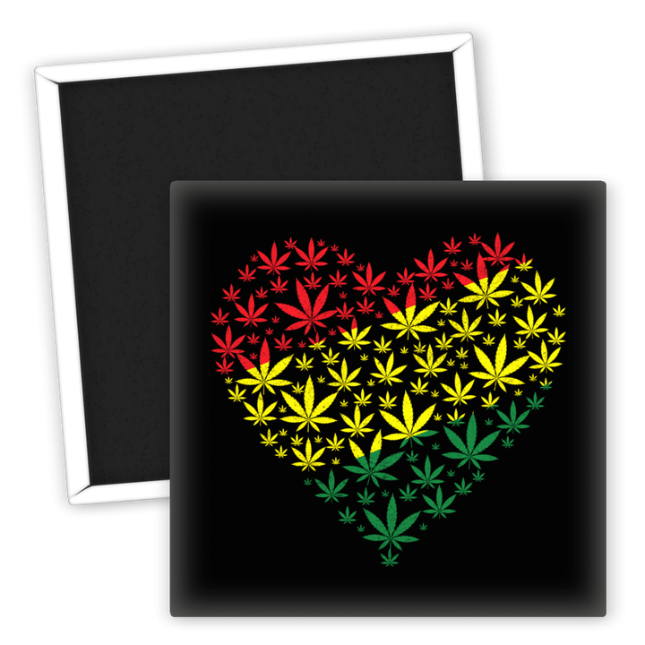 Zum Produkt Kühlschrankmagnet Weed Herz Rot Gelb Grün Motiv