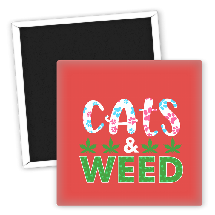 Zum Produkt Kühlschrankmagnet Cats and Weed mit buntem Design