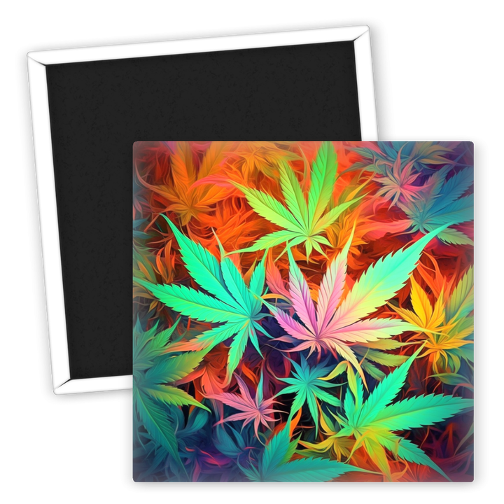Zum Produkt Bunter Weed Kühlschrankmagnet mit Cannabisblättern design