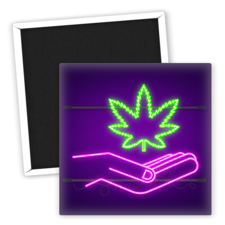 Zum Produkt Kreativer Kühlschrankmagnet mit Cannabis Blatt Motiv Neonstyle