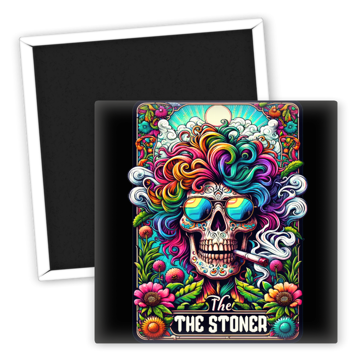 Zum Produkt Kühlschrankmagnet The Stoner bunter Totenkopf Weed Art