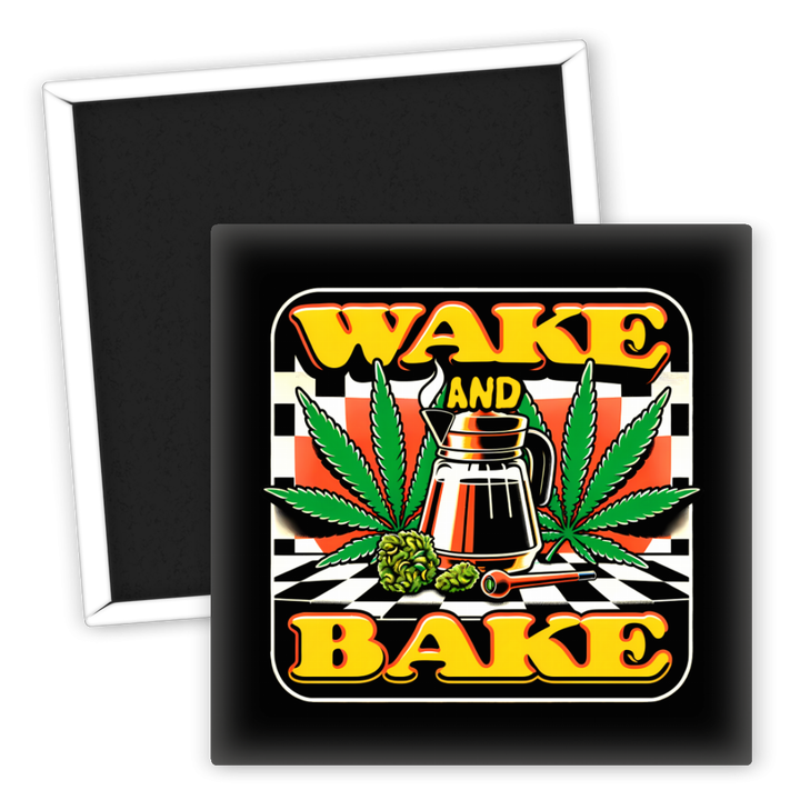 Zum Produkt Kühlschrankmagnet Wake and Bake mit Cannabis Motiv