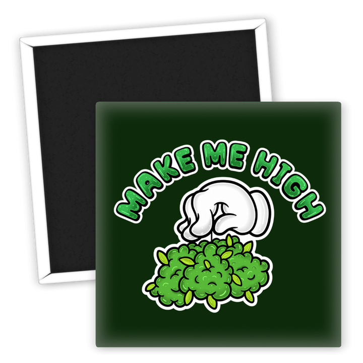 Zum Produkt Kühlschrankmagnet Make Me High mit grünem Weed Motiv