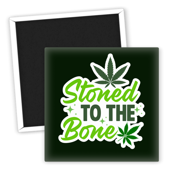 Zum Produkt Kühlschrankmagnet Stoned to the Bone mit Weed Motiv