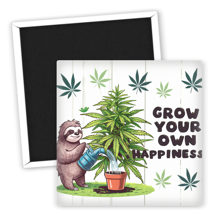 Zum Produkt Kühlschrankmagnet Grow Your Own Happiness Weed Design 50er Jahre