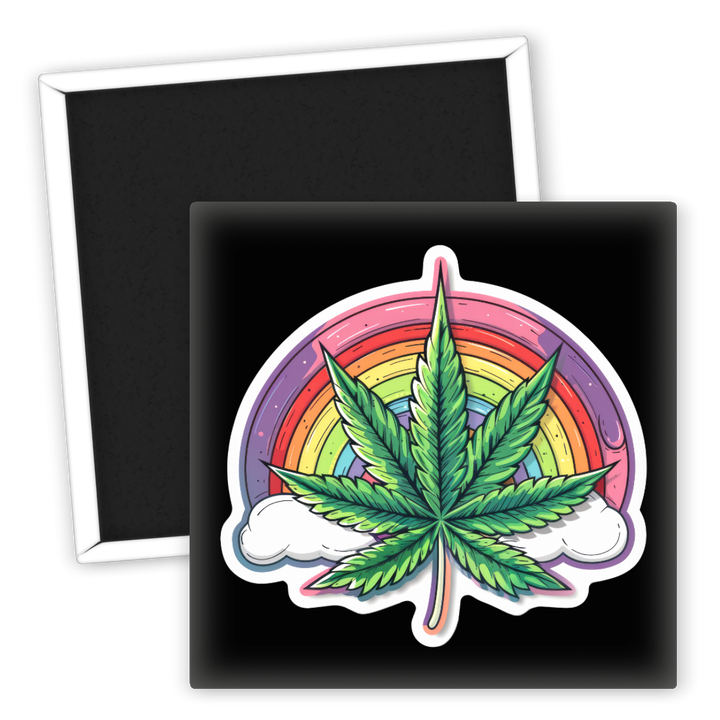 Zum Produkt Kreativer Kühlschrankmagnet mit Hanfblatt und Regenbogenmotiv