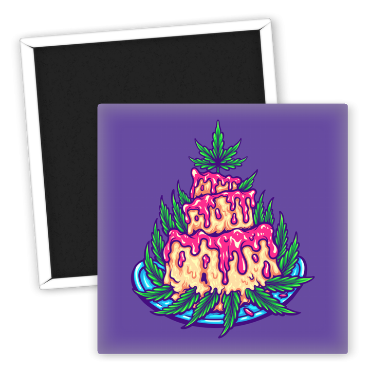 Zum Produkt Kühlschrankmagnet Weed Motiv mit klebrigem Dessert und Blättern