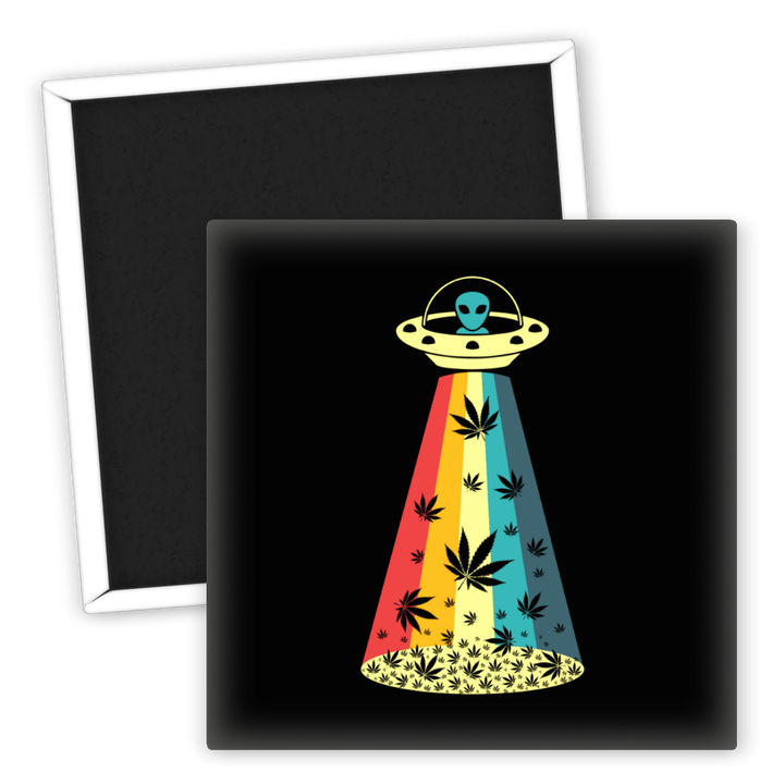 Zum Produkt Kühlschrankmagnet Alien mit Cannabis Motiv bunt designet