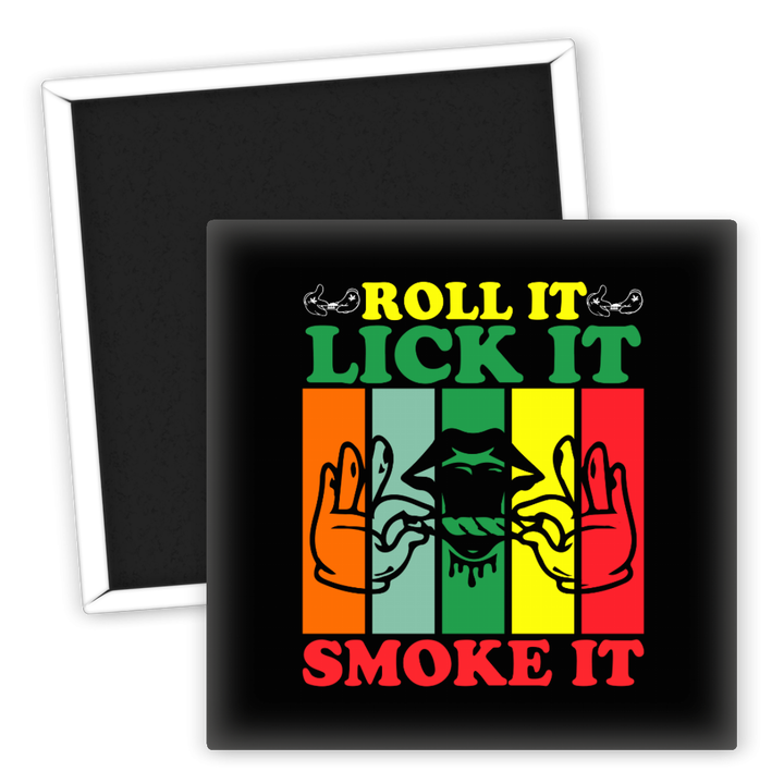 Zum Produkt Kühlschrankmagnet Weed Roll Lick Smoke Motiv 70er Jahre Style