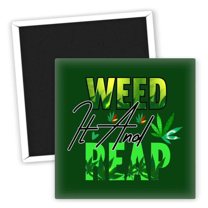 Zum Produkt Kreativer Kühlschrankmagnet Weed H And Reap mit Pflanzenmotiv