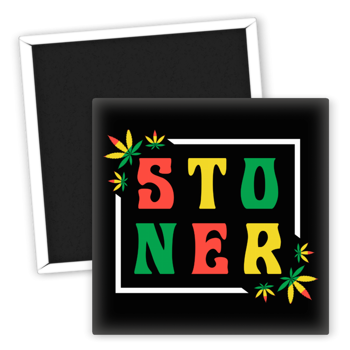 Zum Produkt Kühlschrankmagnet Stoner mit Cannabisblatt Motiv farbenfroh