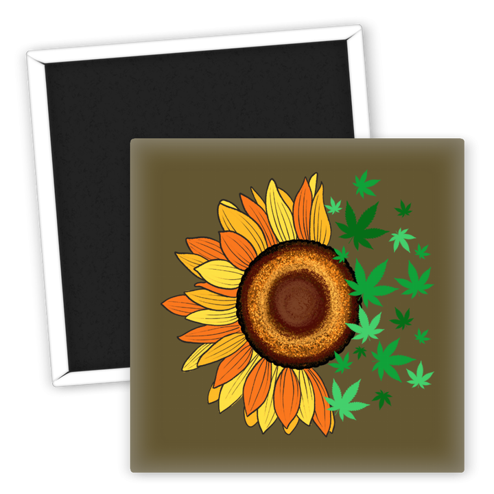 Zum Produkt Kühlschrankmagnet Sonnenblume Cannabis Motiv dekorativ